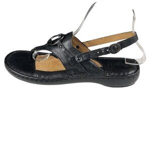 BORN Black Leather Slingback Ankle Strap Thong Sandals Size 8 M Boho Cottagecore